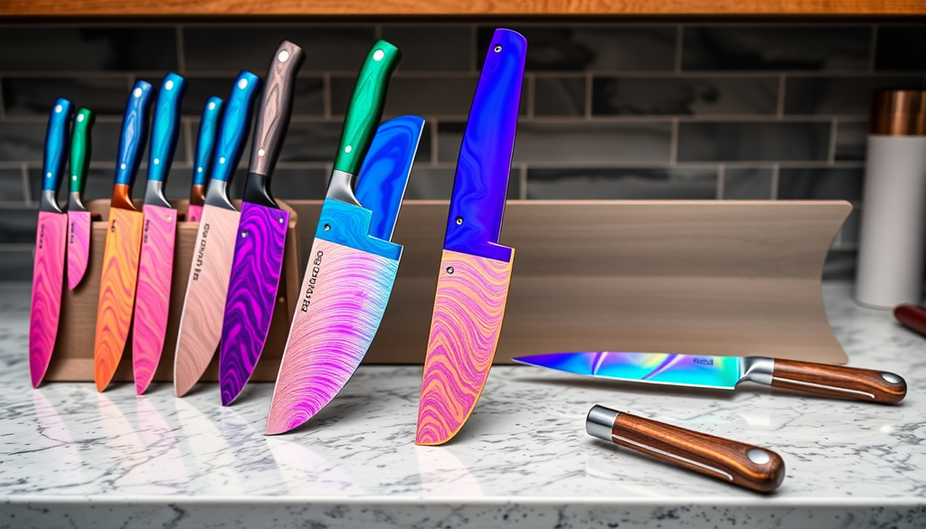 2025's Vibrant Selection of Unique Damascus and Iridescent Knife Sets: A Culinary Aesthetic Upgrade for Every Kitchen