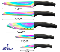 Kitchen Knife Starter Set | Black Handle & Red MagRack | SiliSlick®