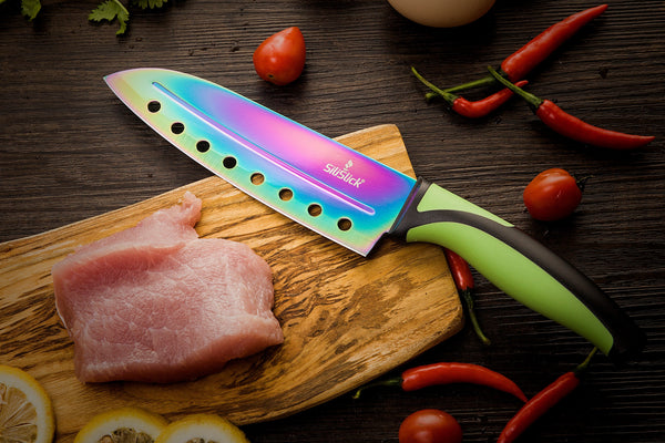 SiliSlick Steak Knife Set - Iridescent/Rainbow Titanium Coated