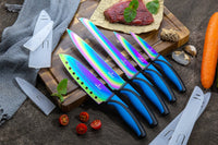buy black handle rainbow kitchen knives - 2