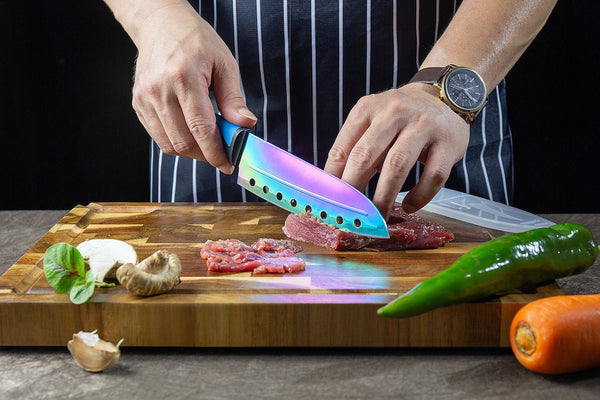 Kitchen Knife Set Kit  Blue Handle & Black Magnetic Rack – SiliSlick®