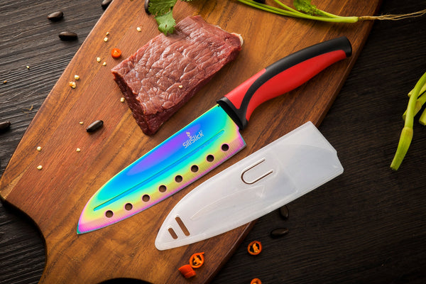 SiliSlick 6 Piece Red Steak Knife Set - Buy Iridescent Stainless