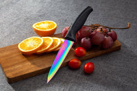 Steak Knife Set - Iridescent/Rainbow Titanium Coated Stainless Steel Knives - 5 inch / 12.7cm - (4 Black) | SiliSlick®