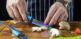 Steak Knife Set - Iridescent/Rainbow Titanium Coated Stainless Steel Knives - 5 inch / 12.7cm - (6 Blue) | SiliSlick®