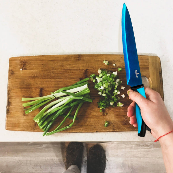 SiliSlick Kitchen Knife Set - Blue Handle  5 Stainless Steel Knives –  SiliSlick®