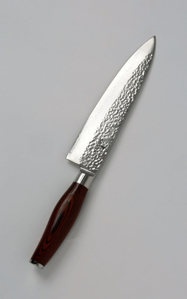 SiliSlick Damascus Chef's Knife Hammered Design  Professional 8 VG-10  Japanese Stainless Steel, Precise Cutting Meat, Vegetables, Steel Razor  Sharp Blade Edge 