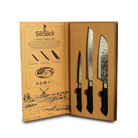 Embossed Hammered Blades 3 Piece Knife Set | SiliSlick®