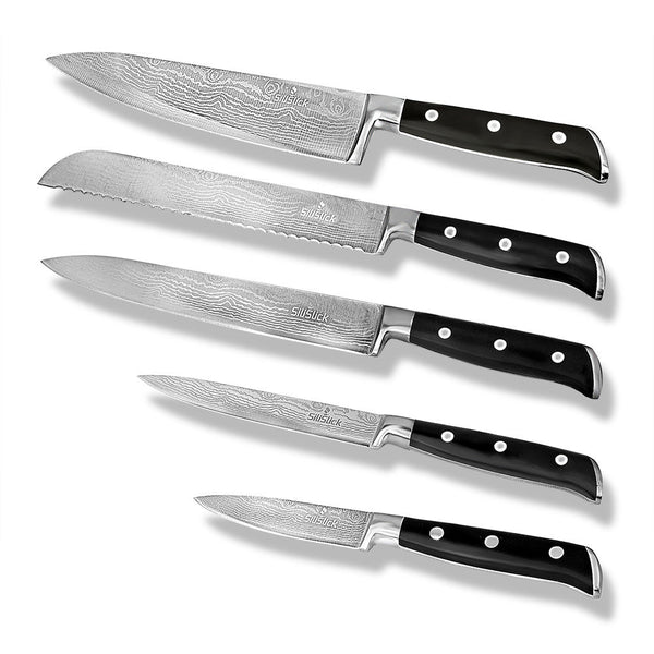 3 PCS Kitchen Knife Set High Carbon Stainless Steel Damascus Pattern Chef  Knife