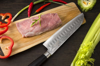 SiliSlick Damascus Stainless Steel Santoku Knife With Classic Waves | SiliSlick®