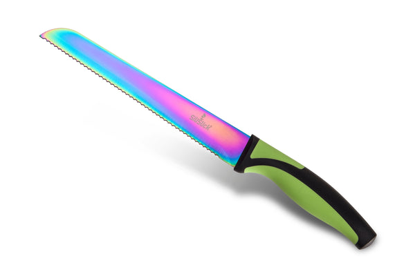 SiliSlick Kitchen Knife Set. 5 Elegant Knives, Chef Quality, SS Blades With  Ergonomic Handles, Rainbow Effect, Titanium Coating & Safety Sheath (Red  and Black Handle) 