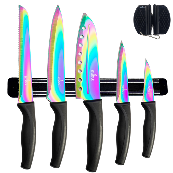 Kitchen Knife Starter Set | Titanium Coated Blades by SiliSlick® Blk Blk | SiliSlick®