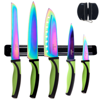 Kitchen Knife Starter Set | Green Handle & Black MagRack | SiliSlick®