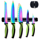 Kitchen Knife Starter Set | Green Handle & Black MagRack | SiliSlick®