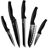 Kitchen Knife Set - Rainbow Titanium Coated Blades Chef's Quality  by SiliSlick® Blk Blk | SiliSlick®