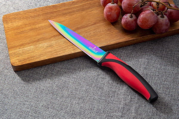 SiliSlick Stainless Steel Steak Knife Red Handle Set of 4