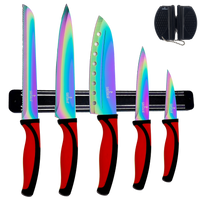 Kitchen Knife Starter Set | Red Handle & Black MagRack | SiliSlick®