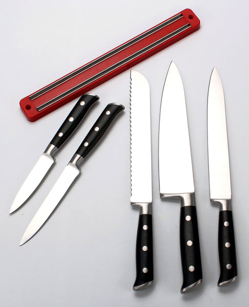 SiliSlick Kitchen Knife Set. 5 Elegant Knives, Chef Quality, SS