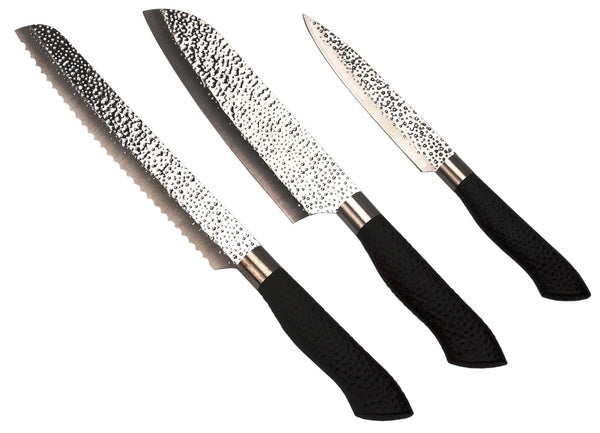 SiliSlick Embossed Hammered Blades 3 Piece Knife Set – SiliSlick®