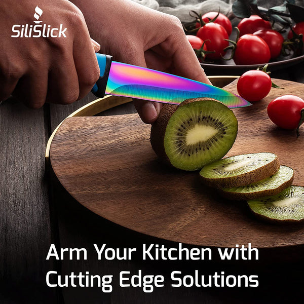 SiliSlick Kitchen Knife Set - Blue Handle