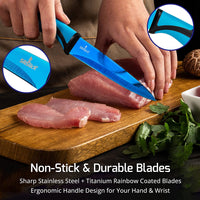 Steak Knife Set (4 Blue Handle, Blue Blade)