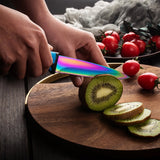 Steak Knife Set - Iridescent/Rainbow Titanium Coated Stainless Steel Knives - 5 inch / 12.7cm - (4 Blue) | SiliSlick®