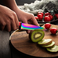 Steak Knife Set - Iridescent/Rainbow Titanium Coated Stainless Steel Knives - 5 inch / 12.7cm - (6 Red) | SiliSlick®