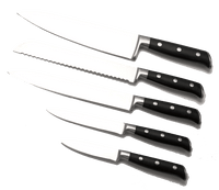 SiliSlick Kitchen Knife Set Professional, Titanium Coated Stainless Steel Blades, Dishwasher Safe, Safety Sheaths, 5 Knives