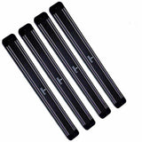 Set of four black magnetic knife tool racks for wall mounting, space-saving and durable kitchen accessory.