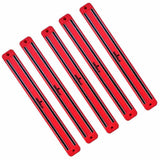 Set of 5 red magnetic knife/tool racks for wall mounting and organizing kitchen or workspace tools